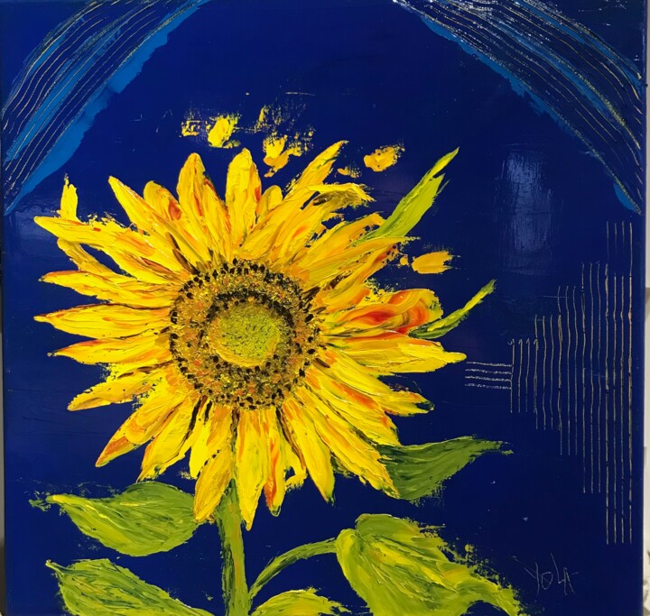 Peinture intitulée "Soleil" par Yolande Strauss Ruinet (Yola), Œuvre d'art originale, Huile Monté sur Châssis en bois