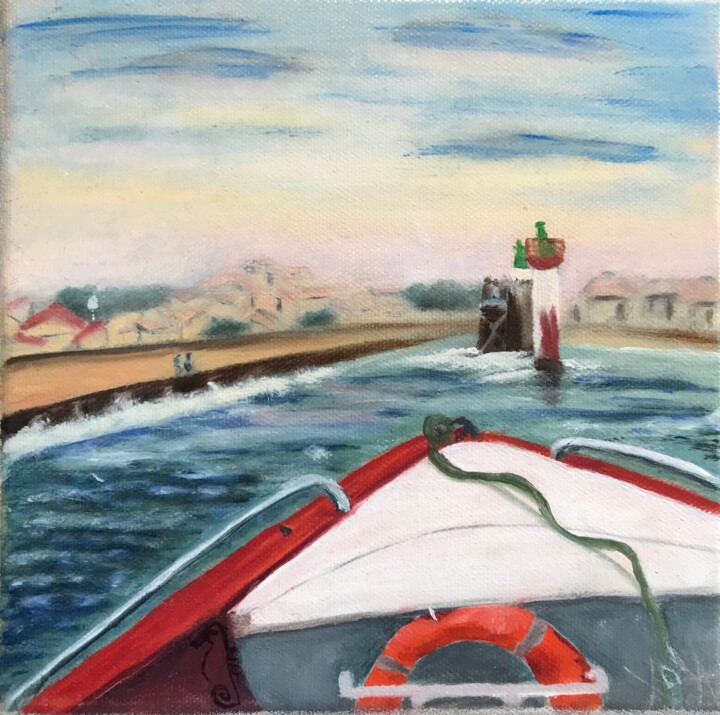 Pintura titulada "Arrivée au port" por Yolande Strauss Ruinet (Yola), Obra de arte original, Oleo
