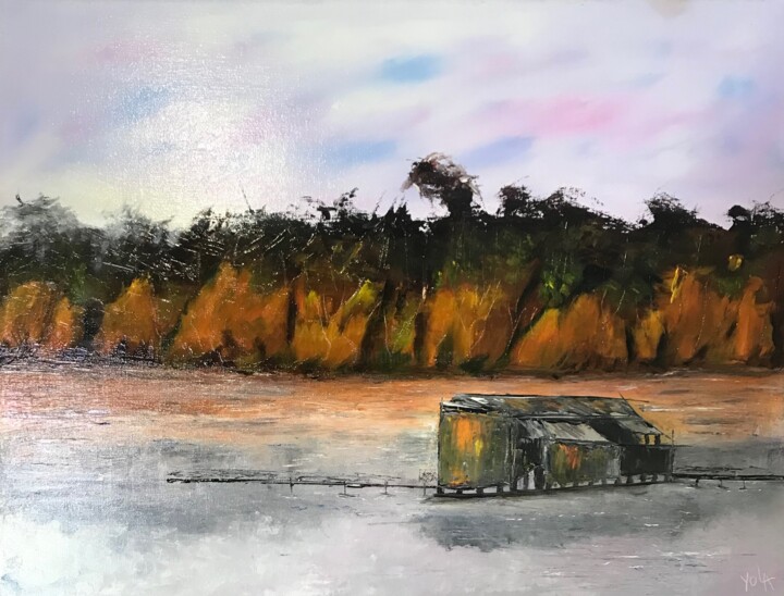 Peinture intitulée "L'étang" par Yolande Strauss Ruinet (Yola), Œuvre d'art originale, Huile