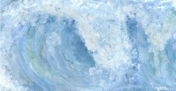 Painting titled "wave.jpg" by Yonaart, Original Artwork, Watercolor