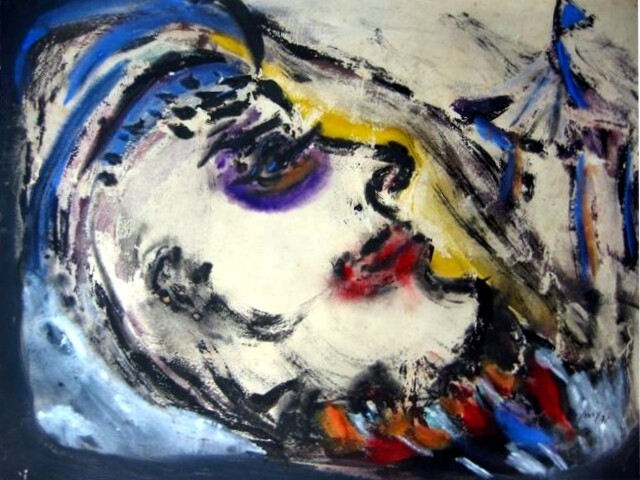 Pintura titulada "Cuatro payasos muer…" por Yonny, Obra de arte original, Oleo