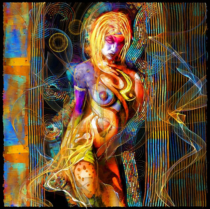 Digital Arts titled "Midnight Lady" by Yoogy Art, Original Artwork, Digital Painting