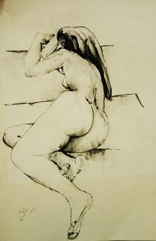 Printmaking titled "model girl…" by Yoram Lilach, Original Artwork