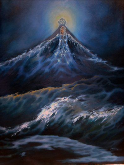 Peinture intitulée "" Dueña del mar "" par Yoselín Echevarría, Œuvre d'art originale, Huile