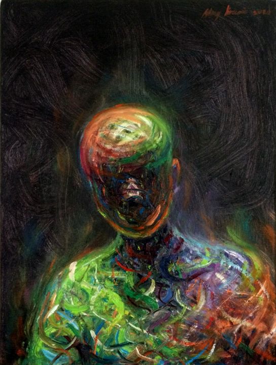 Malerei mit dem Titel "Avatar No.3" von Youcai Hong, Original-Kunstwerk, Öl