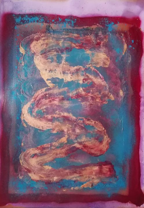 Painting titled "070-serpent-des-mer…" by Lise Youlou, Original Artwork, Acrylic