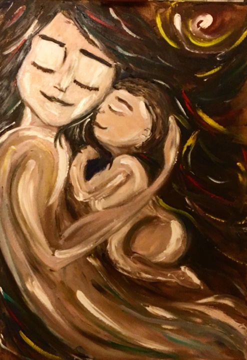 Painting titled "Mama's nest" by Young Clouds, Original Artwork, Oil