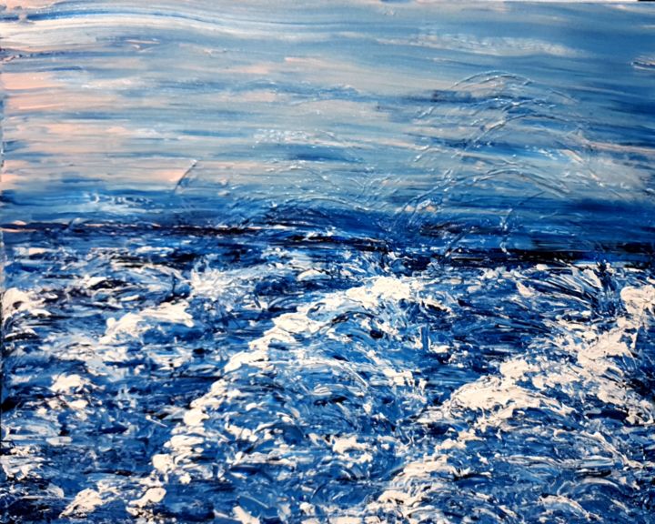 Painting titled "The Evening Wave" by Young Lim, Original Artwork, Acrylic