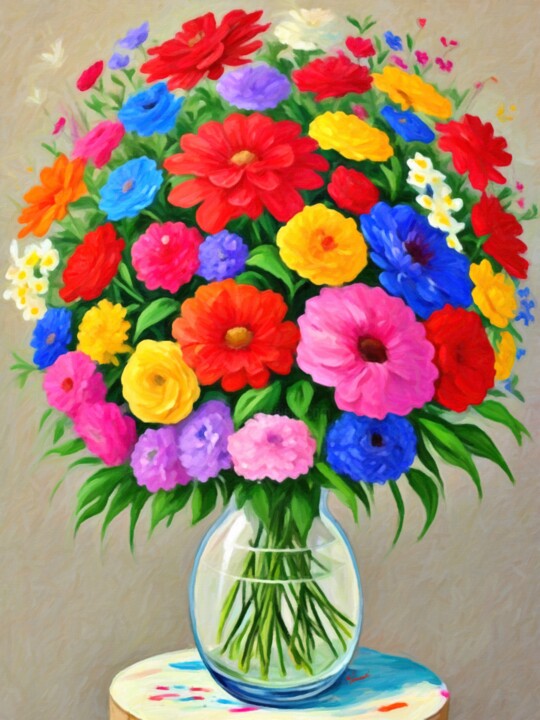 Pintura intitulada "Spring blossoms in…" por Younsi, Obras de arte originais, Óleo