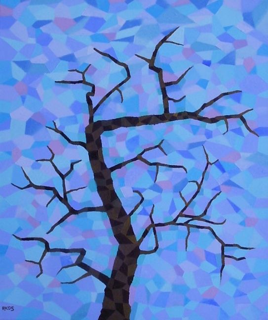Schilderij getiteld "Tree" door R K, Origineel Kunstwerk, Olie