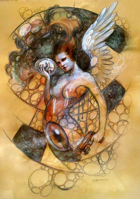 Painting titled "Killer Angel" by Yousef Abdinejad, Original Artwork