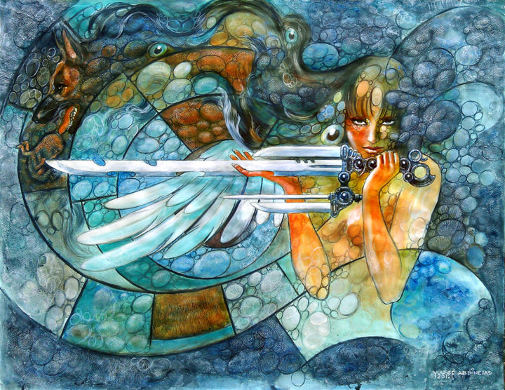 Painting titled "Waiting Angel.jpg" by Yousef Abdinejad, Original Artwork