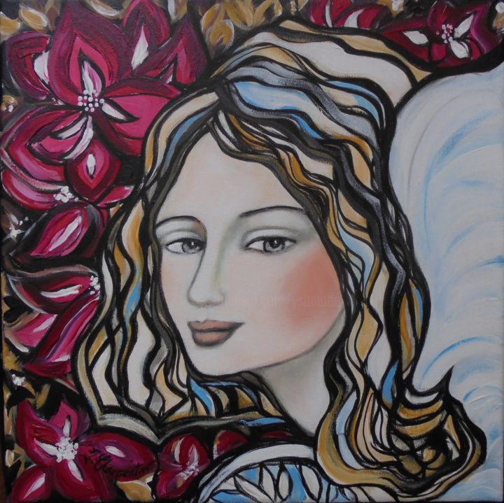 Painting titled "un ange II" by Isabelle Charpentier, Original Artwork