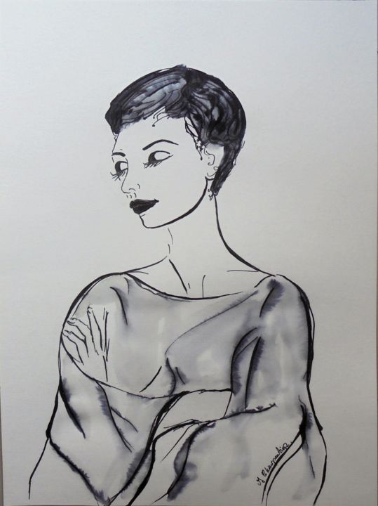 Zeichnungen mit dem Titel "Jeanne" von Isabelle Charpentier, Original-Kunstwerk