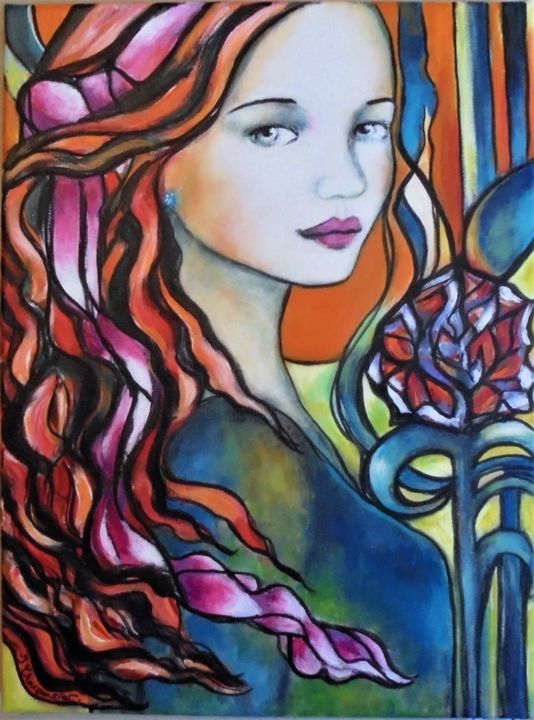 Painting titled "Rosetta" by Isabelle Charpentier, Original Artwork, Acrylic