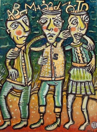 Peinture intitulée "les trois du ciboul…" par Yseult Houssais, Œuvre d'art originale