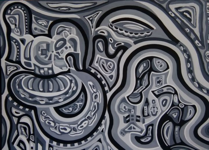 Painting titled "Acromacosmos" by Ysland, Original Artwork, Gouache