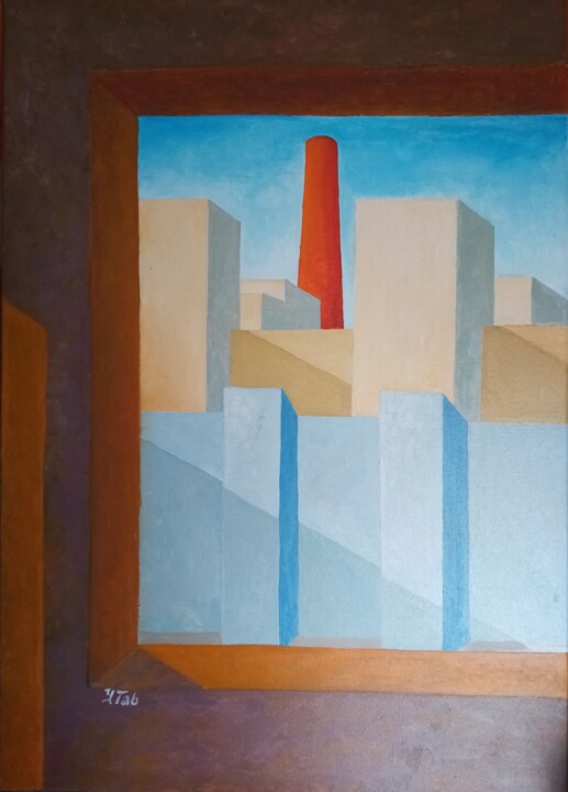 Painting titled "Zone industrielle" by Ytab Peintures, Original Artwork, Acrylic