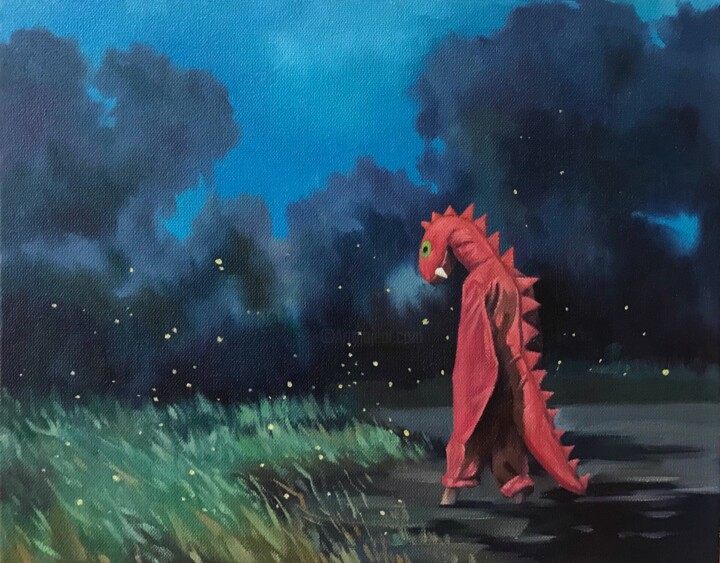 绘画 标题为“Little Dinosaur” 由玉忠 李, 原创艺术品, 油