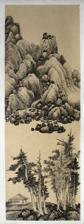 Drawing titled "Black Mountain" by Yuan Li, Original Artwork