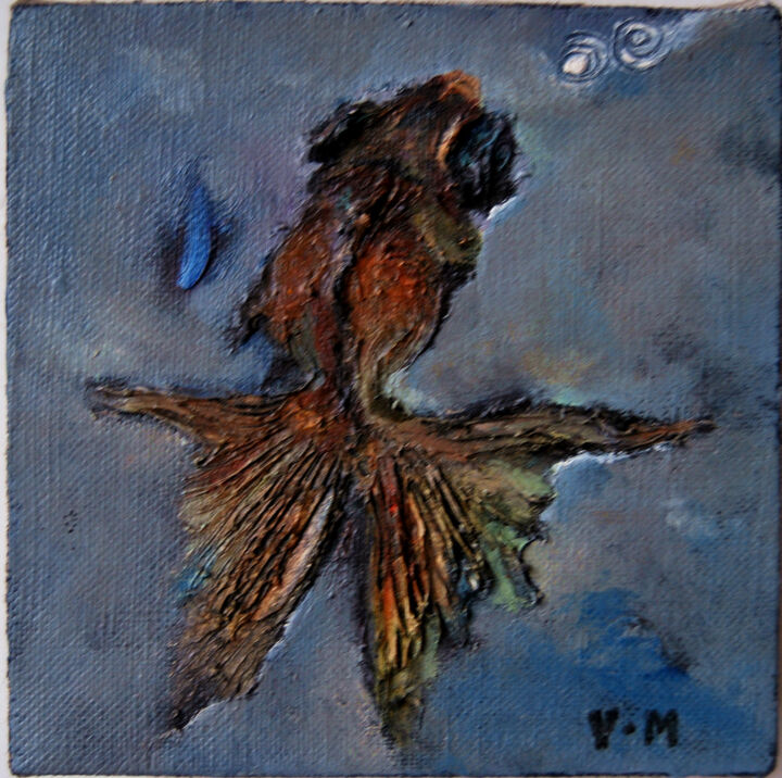 Painting titled "Goldfish-3" by Ming Yuan, Original Artwork, Objects