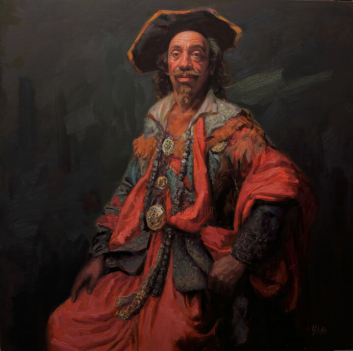 Pittura intitolato "legendary pirate ca…" da Yuehua He, Opera d'arte originale, Olio
