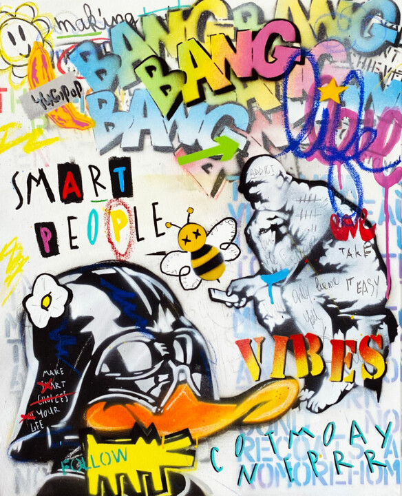 Картина под названием "smART PeOPle" - Yugipop, Подлинное произведение искусства, Акрил Установлен на Деревянная рама для но…