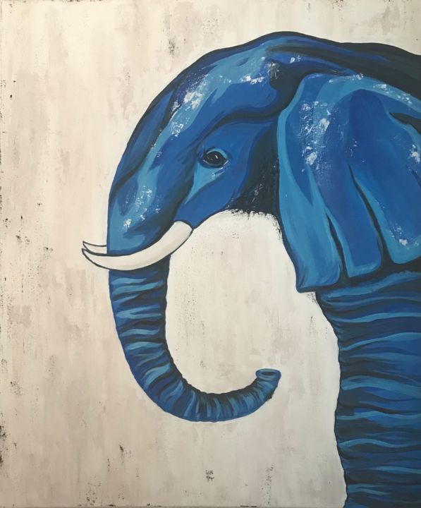 Painting titled "Elephant" by Yulia Pechenkina, Original Artwork, Acrylic