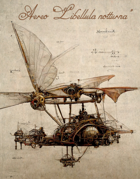 Grafika cyfrowa / sztuka generowana cyfrowo zatytułowany „Dragonfly Helicopter” autorstwa Yulia Aks, Oryginalna praca, Malar…