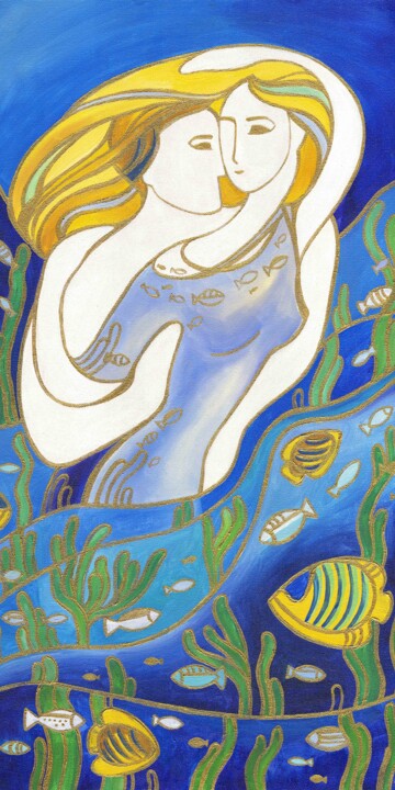 Pintura titulada "Night Water" por Yulia Belasla, Obra de arte original, Acrílico Montado en Bastidor de camilla de madera