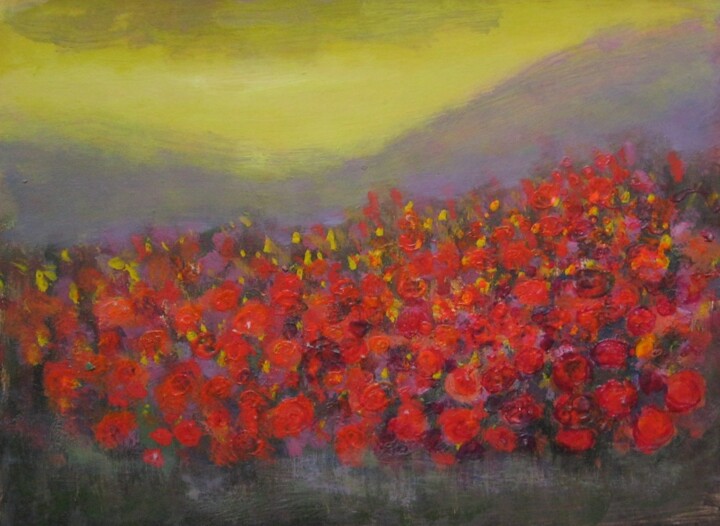 Painting titled "The aroma of poppy…" by Yulia Bors, Original Artwork, Acrylic