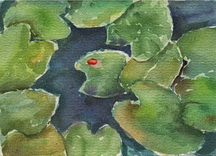 Painting titled "water lily" by Yulia Fedun, Original Artwork, Watercolor