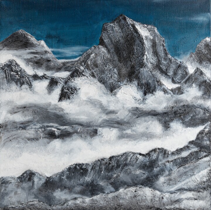 Pittura intitolato "Above the clouds" da Yulia Isaeva, Opera d'arte originale, Acrilico Montato su Telaio per barella in leg…