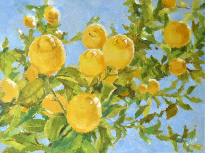 Schilderij getiteld "Lemon tree" door Yulia Ivanova, Origineel Kunstwerk, Olie