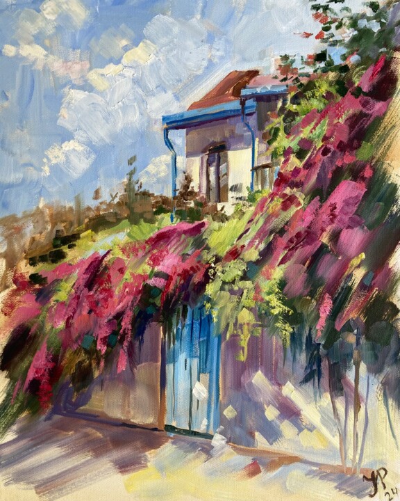 Painting titled "Old Cyprus village…" by Yulia Prykina, Original Artwork, Oil