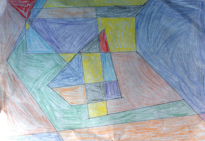 Dessin intitulée "My son's drawing" par Yulia Sudakova, Œuvre d'art originale, Crayon