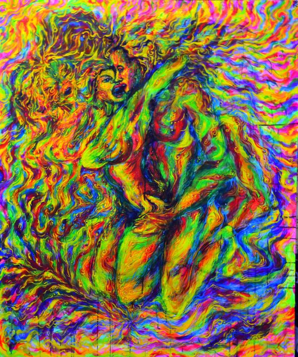 Pintura intitulada "Acid orgasm" por Yulia Tauritari, Obras de arte originais, Acrílico