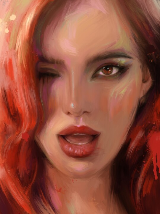 Digital Arts titled "BELLA FIRE" by Yulia Varlamova, Original Artwork, Digital Painting