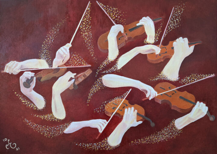 Schilderij getiteld "Music" door Yulia Zuk, Origineel Kunstwerk, Olie