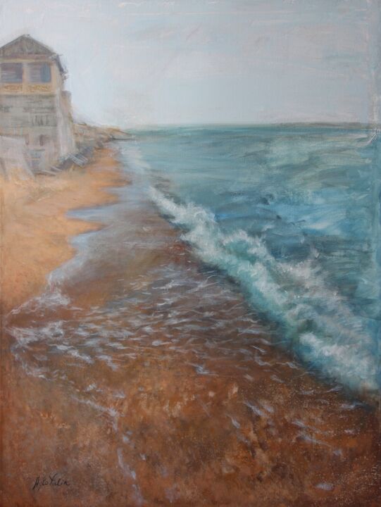 Peinture intitulée "By the Sea. Reflect…" par Yulia Ayko, Œuvre d'art originale, Tempera