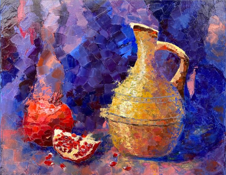 Peinture intitulée "Still life with jug" par Yulia Gavarini, Œuvre d'art originale, Huile