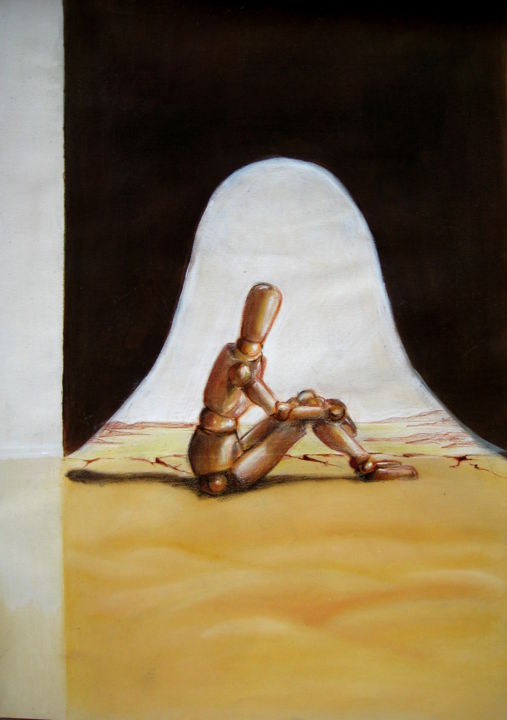 Disegno intitolato "La solitudine media…" da Yulia A Korneva, Opera d'arte originale, Biro