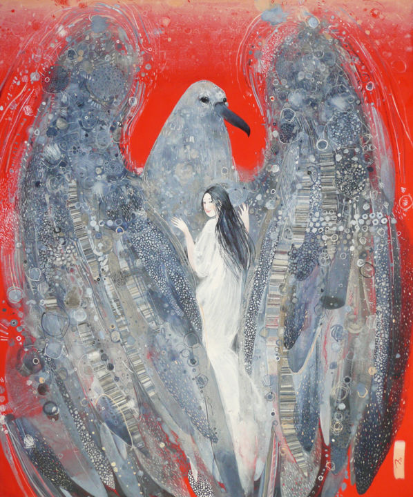 Pintura titulada "Birds." por Yulia Luchkina, Obra de arte original, Acrílico