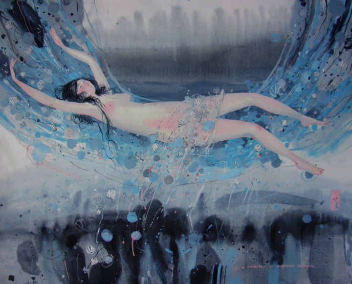 Peinture intitulée "Dream about jellyfi…" par Yulia Luchkina, Œuvre d'art originale, Huile