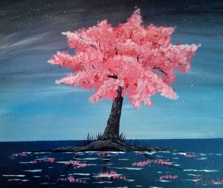 Painting titled "Sakura" by Emilia, Original Artwork, Acrylic