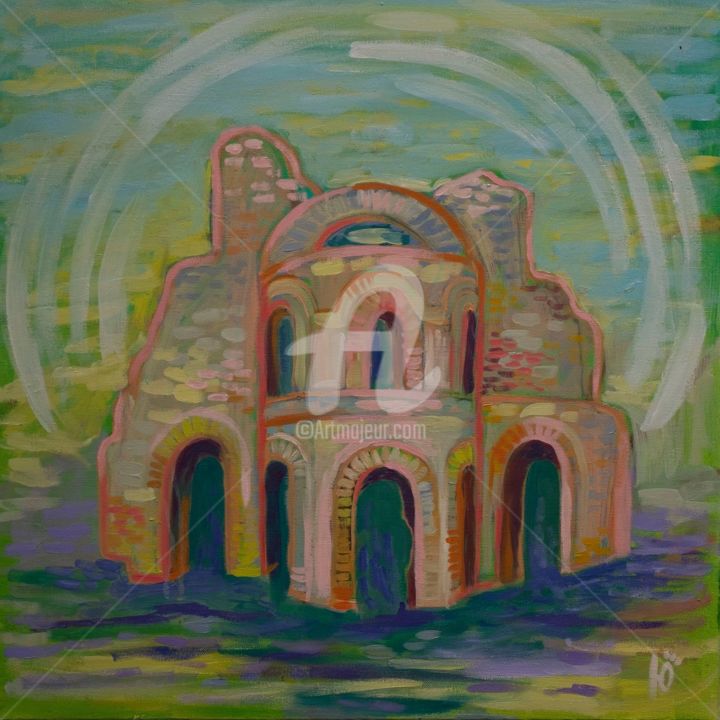 Painting titled "The Old Church" by Yuliana Vladova, Original Artwork, Oil