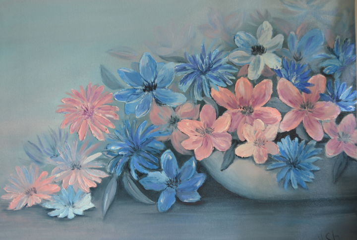 Painting titled "Floral mood. Flower…" by Yulia Sheverova, Original Art, Oil