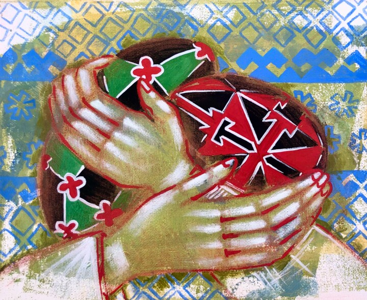 Painting titled "“EASTER EGGS OF KHE…" by Yuliia Chaika, Original Artwork, Acrylic