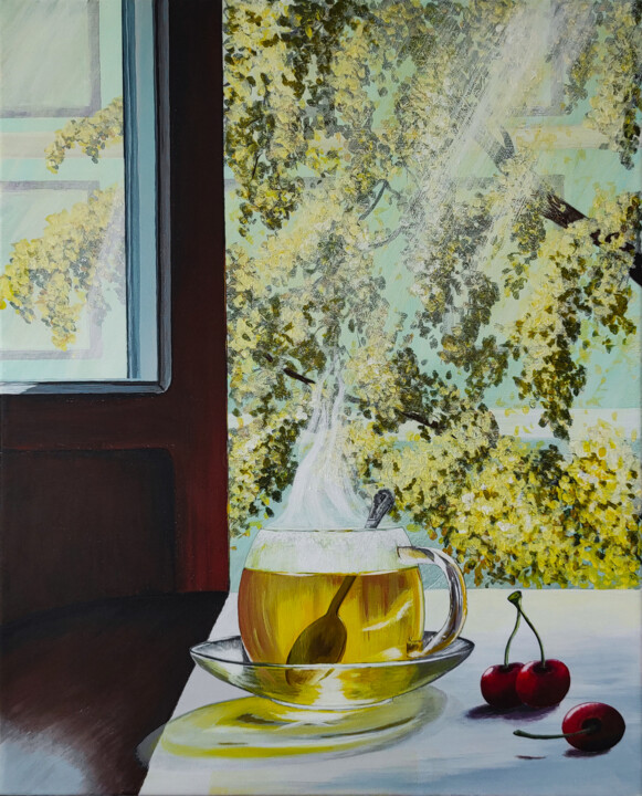 Painting titled "Spring Sun" by Yuliia Khazova, Original Artwork, Acrylic