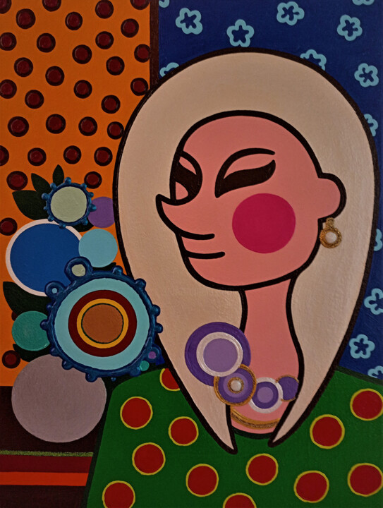 Disegno intitolato "Bubbles. Girls. Flo…" da Yuliia Kolomiiets, Opera d'arte originale, Acrilico